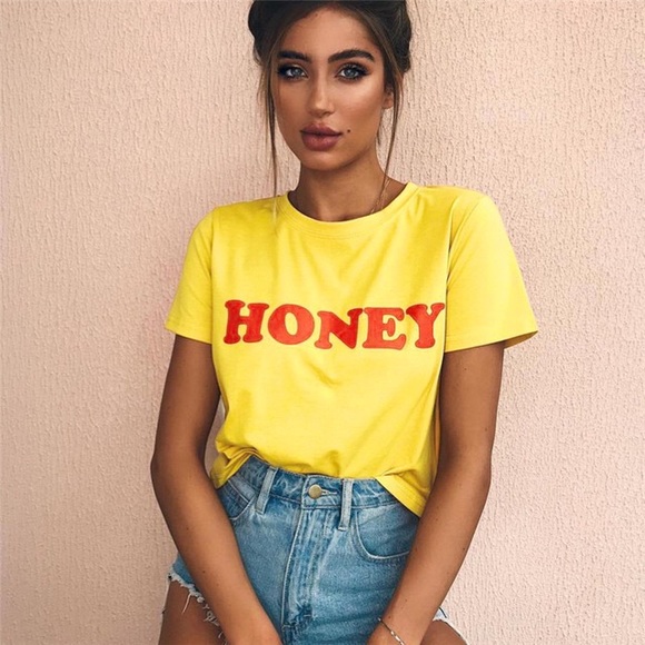 Tops - NEW Yellow Honey Tee, Graphic Tee, summer tee Tops - NEW Yellow Honey Tee, Graphic Tee, summer tee